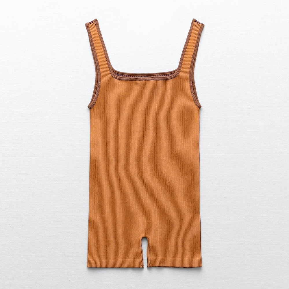 Zara seamless orange jacquard romper - Picture 3 of 4